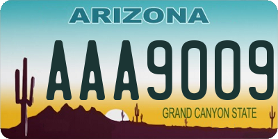 AZ license plate AAA9009