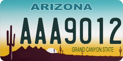 AZ license plate AAA9012