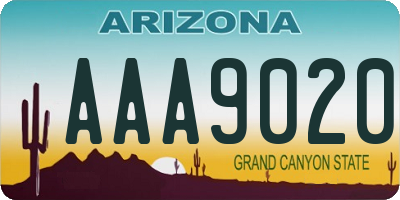 AZ license plate AAA9020