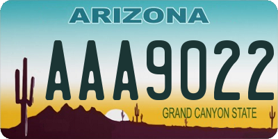 AZ license plate AAA9022