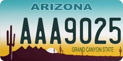 AZ license plate AAA9025