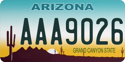 AZ license plate AAA9026