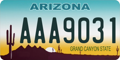 AZ license plate AAA9031