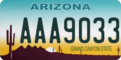 AZ license plate AAA9033