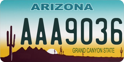 AZ license plate AAA9036