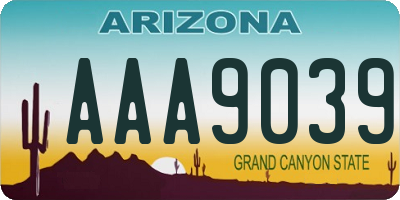 AZ license plate AAA9039