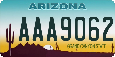 AZ license plate AAA9062