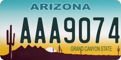 AZ license plate AAA9074