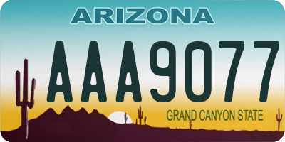 AZ license plate AAA9077