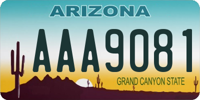 AZ license plate AAA9081