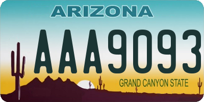 AZ license plate AAA9093