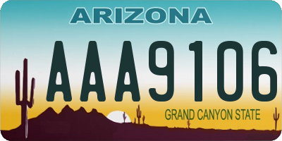 AZ license plate AAA9106