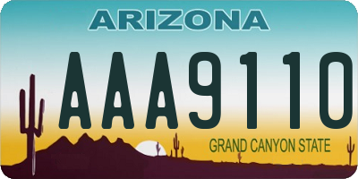 AZ license plate AAA9110