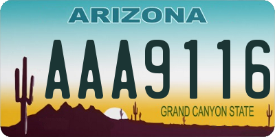 AZ license plate AAA9116