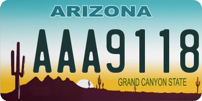 AZ license plate AAA9118