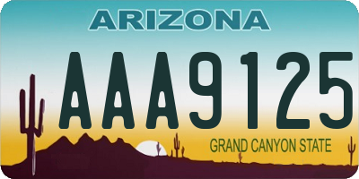 AZ license plate AAA9125