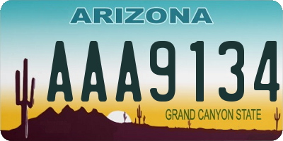 AZ license plate AAA9134