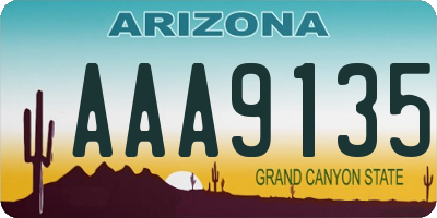 AZ license plate AAA9135