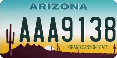 AZ license plate AAA9138