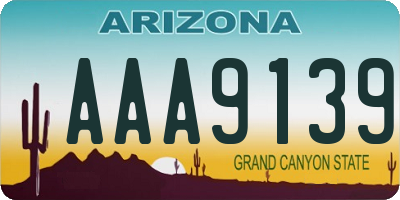 AZ license plate AAA9139