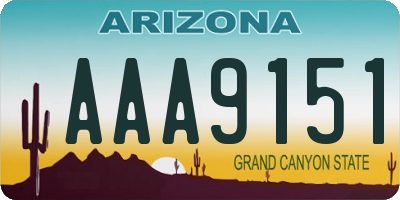 AZ license plate AAA9151