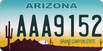 AZ license plate AAA9152