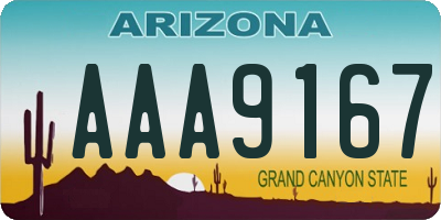 AZ license plate AAA9167