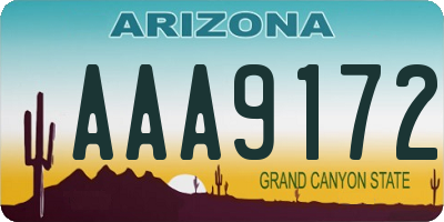 AZ license plate AAA9172