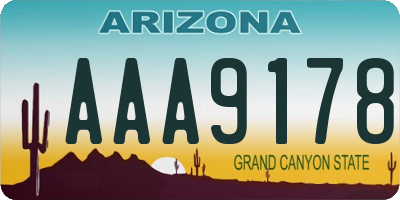 AZ license plate AAA9178