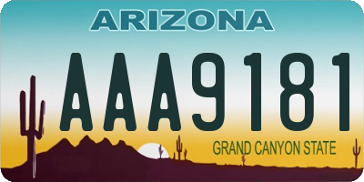 AZ license plate AAA9181