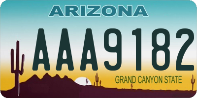 AZ license plate AAA9182