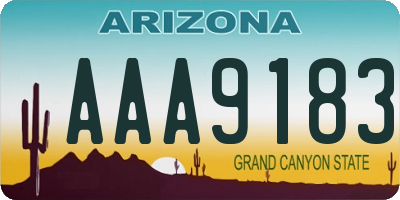 AZ license plate AAA9183