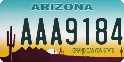 AZ license plate AAA9184