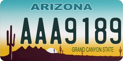 AZ license plate AAA9189