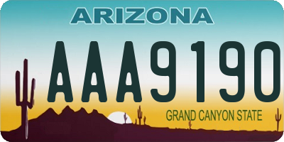 AZ license plate AAA9190