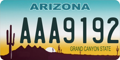 AZ license plate AAA9192