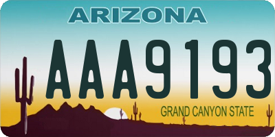 AZ license plate AAA9193