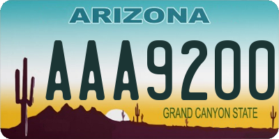 AZ license plate AAA9200