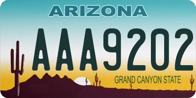 AZ license plate AAA9202