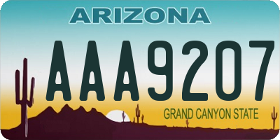 AZ license plate AAA9207