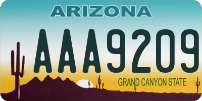 AZ license plate AAA9209