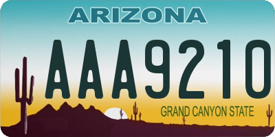 AZ license plate AAA9210