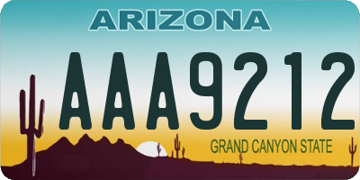 AZ license plate AAA9212