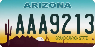 AZ license plate AAA9213