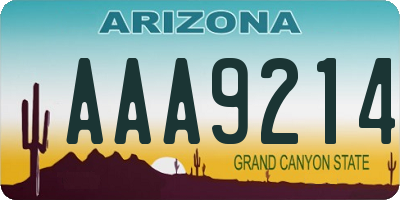 AZ license plate AAA9214