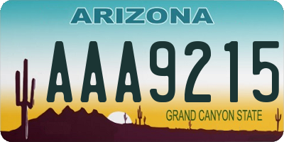 AZ license plate AAA9215