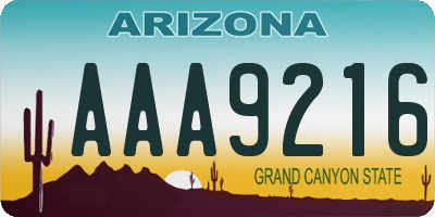 AZ license plate AAA9216