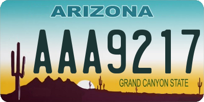 AZ license plate AAA9217