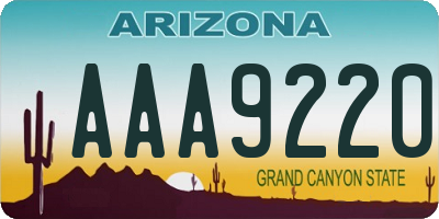 AZ license plate AAA9220