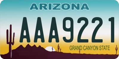 AZ license plate AAA9221